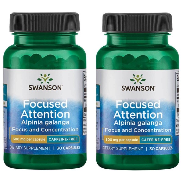 Swanson Focused Attention Alpinia Galanga - Caffeine-Free 300 mg 30
