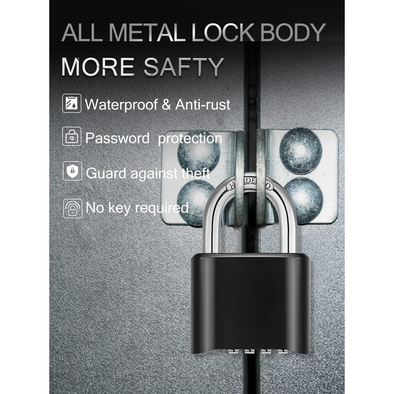 Combination Padlock Padlocks with 4 Digit Code Outdoor Combination Padlock