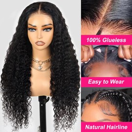 Smilenice Water Wave Human Hair wig For Black Women, Glueless Wig Human Hair Pre Cut 5x6 HD Lace Front Wigs Human Hair 180 Density, Pre Plucked Wear And Go Glueless Wig 24 Inch