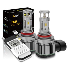 Alla Lighting 5200Lms 9140 9145 H10 LED Fog Lights Bulbs w/Remote Control, 3-Color 6K White/3K Yellow/8K Blue PY20D 9155 Switchback Fog Lamps