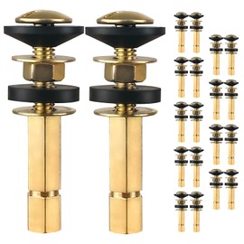 20 Pack Toilet Tank to Bowl Bolt Kit Stainless Steel and Brass Plated, Toilet Repair Kit Inside Tank, Toilet Tank Parts Includes Long Nut and Double Rubber Gaskets