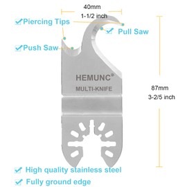 HEMUNC 8PCS Oscillating Multitool Saw Blades, Oscillating Multi Tool Hook Knife Blade for Cutting Roofing Shingles, PVC Carpet, and Cardboard, Fit Dewalt Milwukee Rockwell Bosch Dremel Ryobi Ridgid