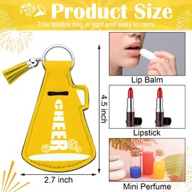 Swiffen 20 Pcs Cheerleading Gifts Bulk Back to School Cheer Gifts Lip Balm Holder with Tassel Keychain for Cheer Teen Sports(Yellow)
