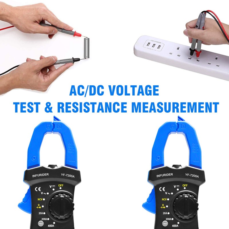 INFURIDER Multimeter, Digital Clamp Meter TRMS 6000counts, Voltmeter Resistance Ohmmeter