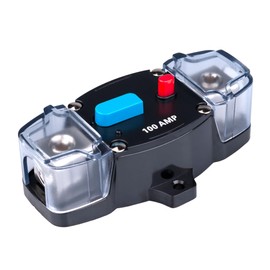 100 AMP Circuit Breaker 100A Self Recovery Inline Fuse Holder Resettable Inverter Block DC 12V-48V Volt Trolling Motor Stereo Audio Manual Reset for Car Automotive Marine RV Boat Truck