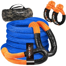 HOKINETY Kinetic Recovery Tow Rope: 1.26" x 30ft Snatch Strap with Soft Shackles Heavy Duty Offroad Towing Straps Kit for Trucks SUV UTV ATV Tractor Car Jeep - Blue