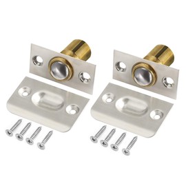 SAISN Ball Catch Door Hardware Closet Door Ball Latch Adjustable Spring Cabinet Latch French Door Catches Pack of 2 (Silver)