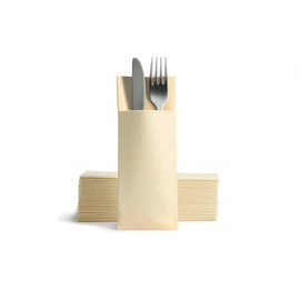 Airlaid Cutlery Napkins, Cutlery Pockets with Napkin 32 cm x 40 cm, Cutlery Bag Wedding, Pack of 50, Cream