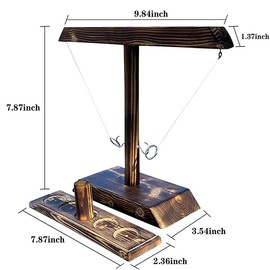 Ring Throwing Game Deluxe Wooden - The Action Ring Hook Party Game Ring Toss Hook Battle, Wooden Table Top Hook Ring Toss Game Children, Party Throwing Games Game for Family Fun Indoor/Outdoor Game