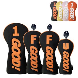 Golf Headcover Driver 440cc 460cc Cover Wood Cover Utility UT Cover Waterproof Good (Black 4 Piece Set (DR, FW x 2, UT))