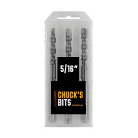 Chuck’s Bits 3pc 5/16" x 4.75" SDS Masonry Bit Set Carbide-Tipped Carbon Steel for Percussion Hammer Drills