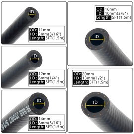 Shineyoo Fuel Line Hose Kit 5FT 5PCS With 25Pcs Clamps, 3/8" 5/16" 1/4" 1/2" 3/16" ID High Performance 300PSI, Push Lock Reinforced Rubber NBR Automotive Fuel Line For Small Engines