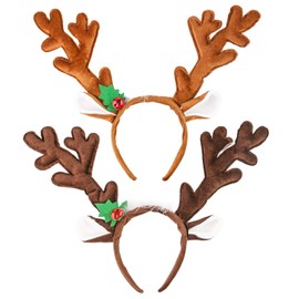 HANSGO Reindeer Antlers Headband, 2PCS Deer Antlers with Bells Cute Christmas Reindeer Ears