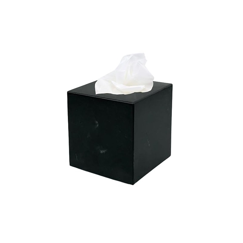 Natural Marble Tissue Box Cover, Black Bathroom Accessories, Tissue Box