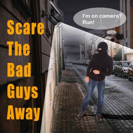 Techage SL669, Solar Battery Powered, Fake Security Camera, Dummy Cameras, Motion-Activated Floodlights, Realistic Look, Easy to Install, IP66 Waterproof, Warning Sticker Included, Pack of 2(Black)