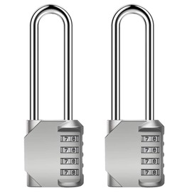 AIHYTU 3.2 Inch Long Shackle Combination Padlock Lock Silver
