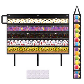 Bulletin Border Storage Pocket Chart for Classroom, Bulletin Board Border Storage, Classroom Organizer with Storage Pockets (Black)