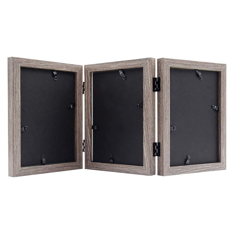 Frametory, 5x7 Trifold Picture Frame Hinged Photo Frames Three Folding