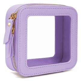 LETGO Clear Makeup Bags, TSA Approved Toiletry Bag with Zipper, Clear Makeup Organizer Fit Carry-on Travel Essentials,Clear Cosmetic Bags for Women Men (0-Mini-Purple)
