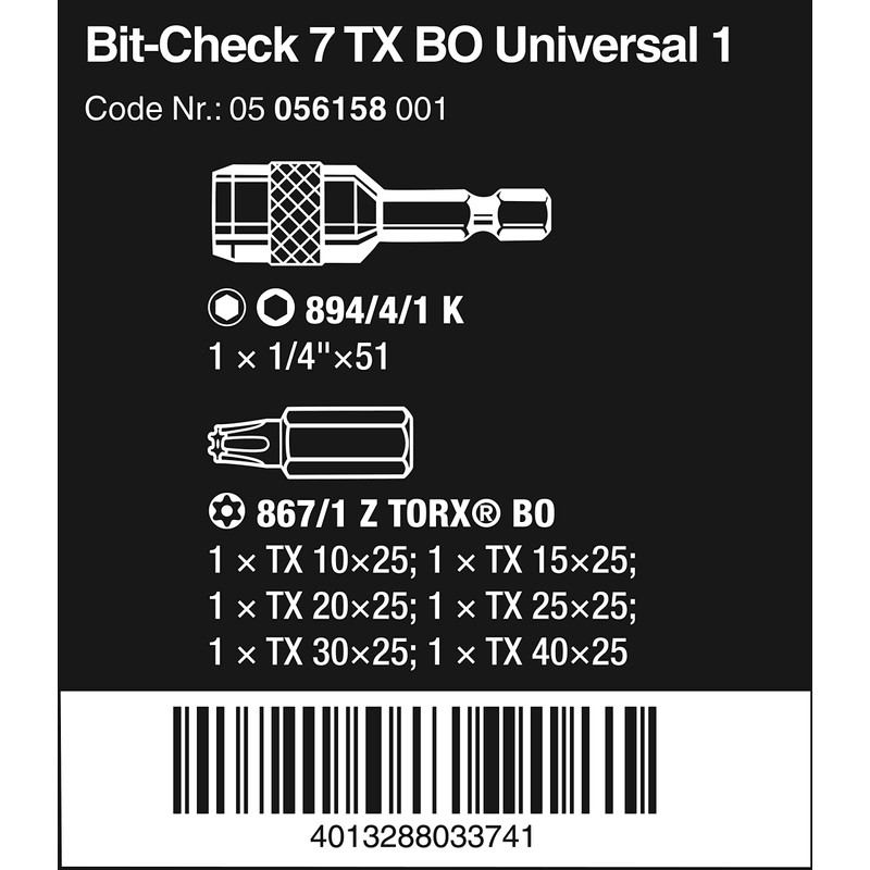 Wera TORX Bore Hole (BO) 8067-6 BO TORX/Z Sheet Metal