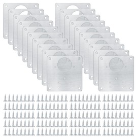 Pack of 20 Cabinet Hinge Repair Plates, Kitchen Hinge Repair Plates, Screw-On Hinges Repair Clips with Hole, Furniture Hinge Plate for Cupboard, Furniture, Drawer, Window