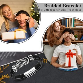 CheersLife Men's Bracelets Gifts for Men - Braided Leather Infinity Knot Bracelets Valentines Day Gift for Him Husband Boyfriend, Mens Bracelets Gift for Christmas Anniversary Birthday Gifts for Him
