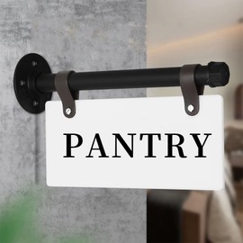 Metal Hanging Pantry Sign for Door 11"x 6" Wall Mounted Pantry Sisn with Brackets Double-Sided Pantry Farmhouse Rustic Wall Decor for Office Kitchen Farmhouse Restaurant Coffee Shop Store Hotel School Bar
