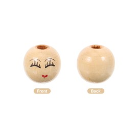 50pcs Face Wood Beads Painted Wooden Beads Smiling Face Loose Beads Round Spacer Ball Bead Doll Head Bead for DIY Craft Necklace Bracelet Jewelry Making
