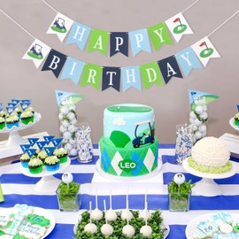 Golf Happy Birthday Banner for Party - Sports Theme Party Decorations, Hole in One Hanging Garland, Baby Shower (Golf Happy Birthday Banner)