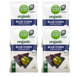Simple Truth Organic Blue Corn Tortilla Chips Crisp Gluten-free Non-GMO 9oz (Pack of 4)