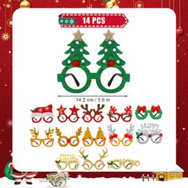 Pack of 14 Christmas Glasses, Christmas Glasses, Funny Christmas Glasses, Photo Props, Party Glasses, Costume Glasses, Christmas Party Glasses for Children, Adults, Men, Women