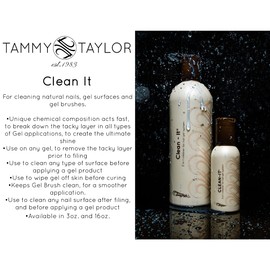 Tammy Taylor Clean-It | Professional Ingredients | Removes Tacky Layer on Brushes, Gel Surfaces and Natural Nails | Creates the Ultimate Shine (16oz)