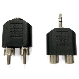Blendend Audio/Video 3.5 Dual Channel Female to 2 x RCA Male and 3.5mm Male to 2 x RCA Female Black