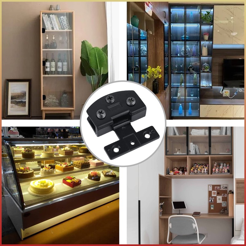 Cabinet Glass Door Hinge,2 Pcs 90 Degrees Frameless Door,Cupboard Display