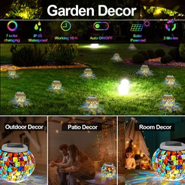 Aukora Color Changing Solar Powered Glass Ball Garden Lights, Table Lamps Waterproof Night Light for Patio, Party, Yard, Room, Bar, Wine Cabinet, Outdoor/Indoor Decorations, Ideal Gift(Mosaic Glass)