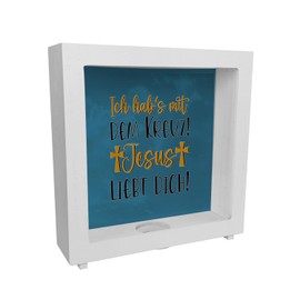 Jesus liebt Dich Wooden Money Box with Saying Ich habs mit dem Kreuz Ein Decorative Piggy Bank for Your Desk Jesus God Money Box Religion