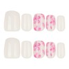24pcs Flower Press on Nails Short Square White Fake Nails