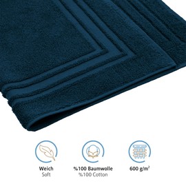 Komforttec 2-Piece Bath Mat Set, Terry Cloth Shower Mat, Washable Shower Mat & Bath Mat, 600 g/m² & 100% Cotton, Absorbent & Quick-Drying, 50 x 70 cm, Petrol