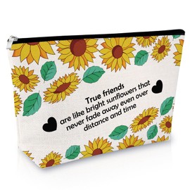 Long Distance Friendship Gifts Makeup Bag for Best Friends True Friends Gifts True Friendship Birthday Graduation Presents for Besties Sisters Inspirational Going Away Goodbye Present Travel Pouch