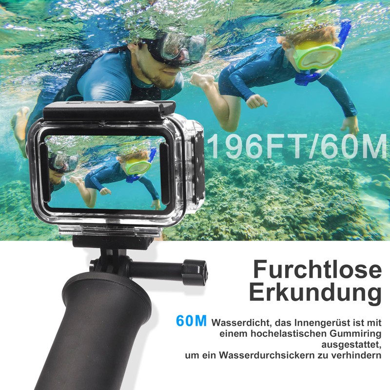 FitStill 196FT/60M Underwater Waterproof Case with Magnetic Quick Release Interface,