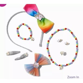 Claire’s clip Earrings unicorn jewelry Necklace set headband Bow lot