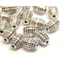 Pack of 50 Brass Metal Beads Oval Beehive Beads Spacer Set 7 mm Silver Loose Spacer Beads Intermediate Parts for Jewellery Making