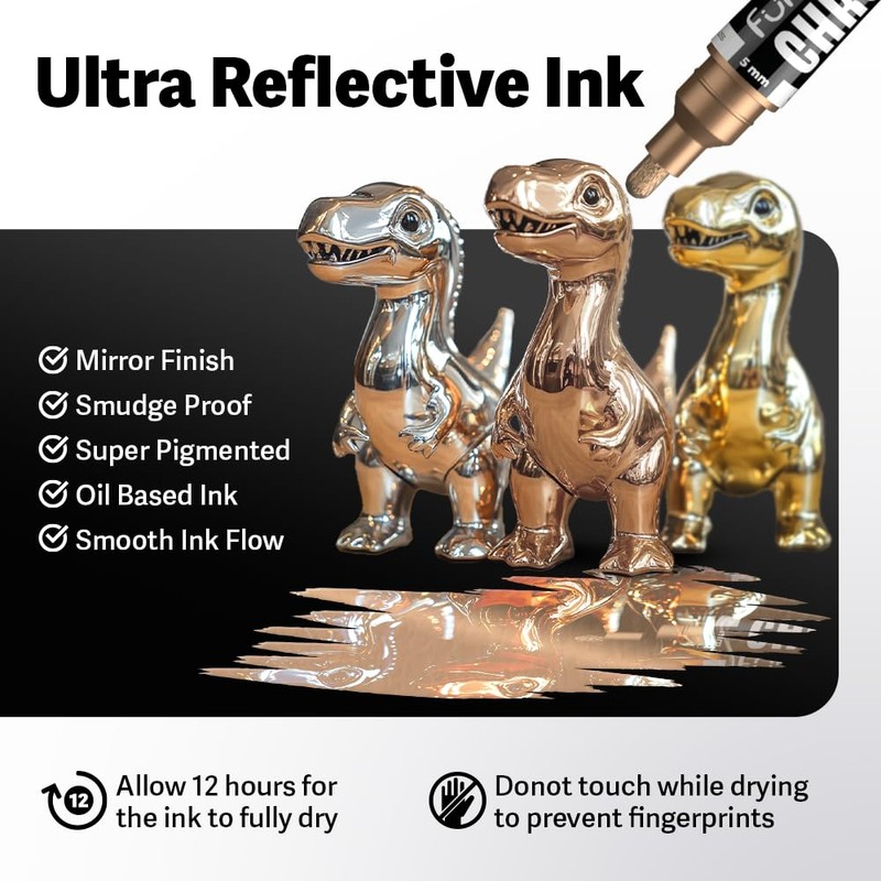 Funcils Liquid Chrome Paint Pen - 4 Dual Tip Mirror