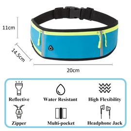 ZYHUI Running Belt Reflective Waist Bags Large Capacity Belt Bag with Zipper Jogger Pouch Hold Phone Bottle (Blue)