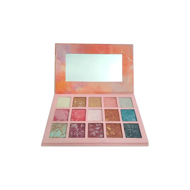15 Sombras Iluminadores Ojos Maquillaje Marmol Bicolor Combi