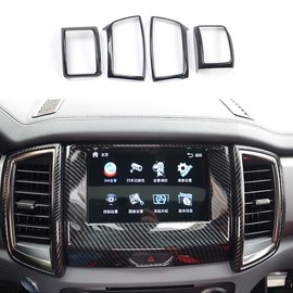 4pcs Carbon Fiber Color Air Conditioning Dashboard Vent Cover Fit for Ford Ranger Accessories 2015 2016 2017 2018 2019 2020 2021 ABS