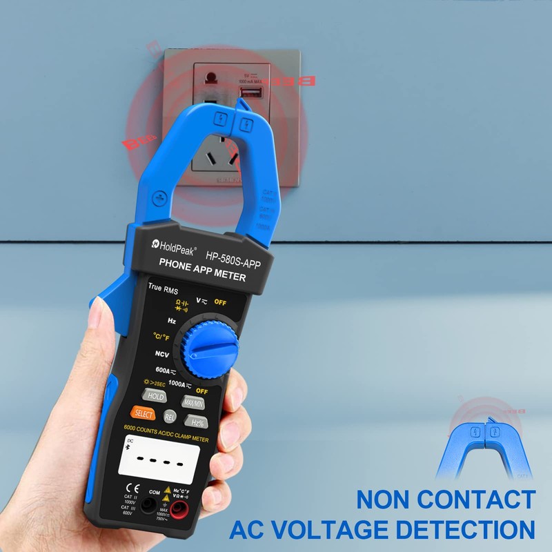 H HOLDPEAK Digital Multimeter 580S-APP, Bluetooth Clamp Meter 6000 Meter
