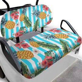 Knextrepoy Tropical Pineapple Golf Cart Seat Covers Club Car, Leaves Universal Golf Seat Covers for Cart 2 Pcs with Backrest Covers for 2 Seats, Breathable Accessories Cooling in Summer