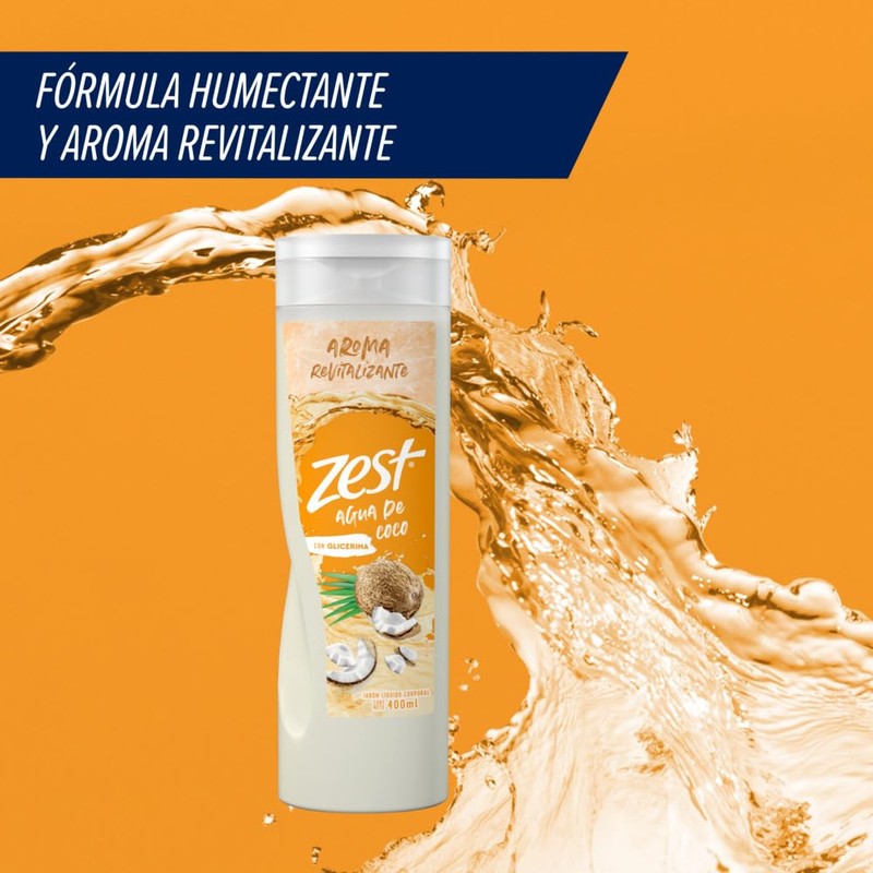 Zest Jabón líquido corporal Agua de Coco 400 ml