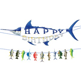 WERNNSAI Fishing Birthday Party Banner - Gone Fishing Birthday Banner for Men Boys Fish Bunting Fisherman Fishing Lovers Birthday Party Decorations Background Haning Decor